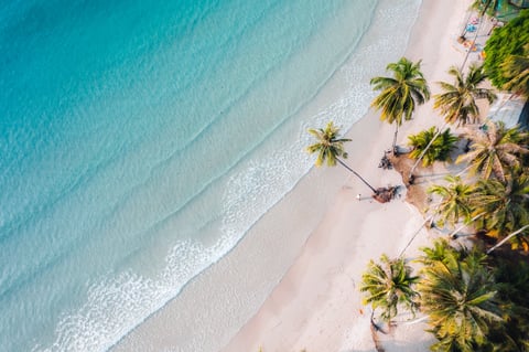 Turquoise Caribbean waters aerial view