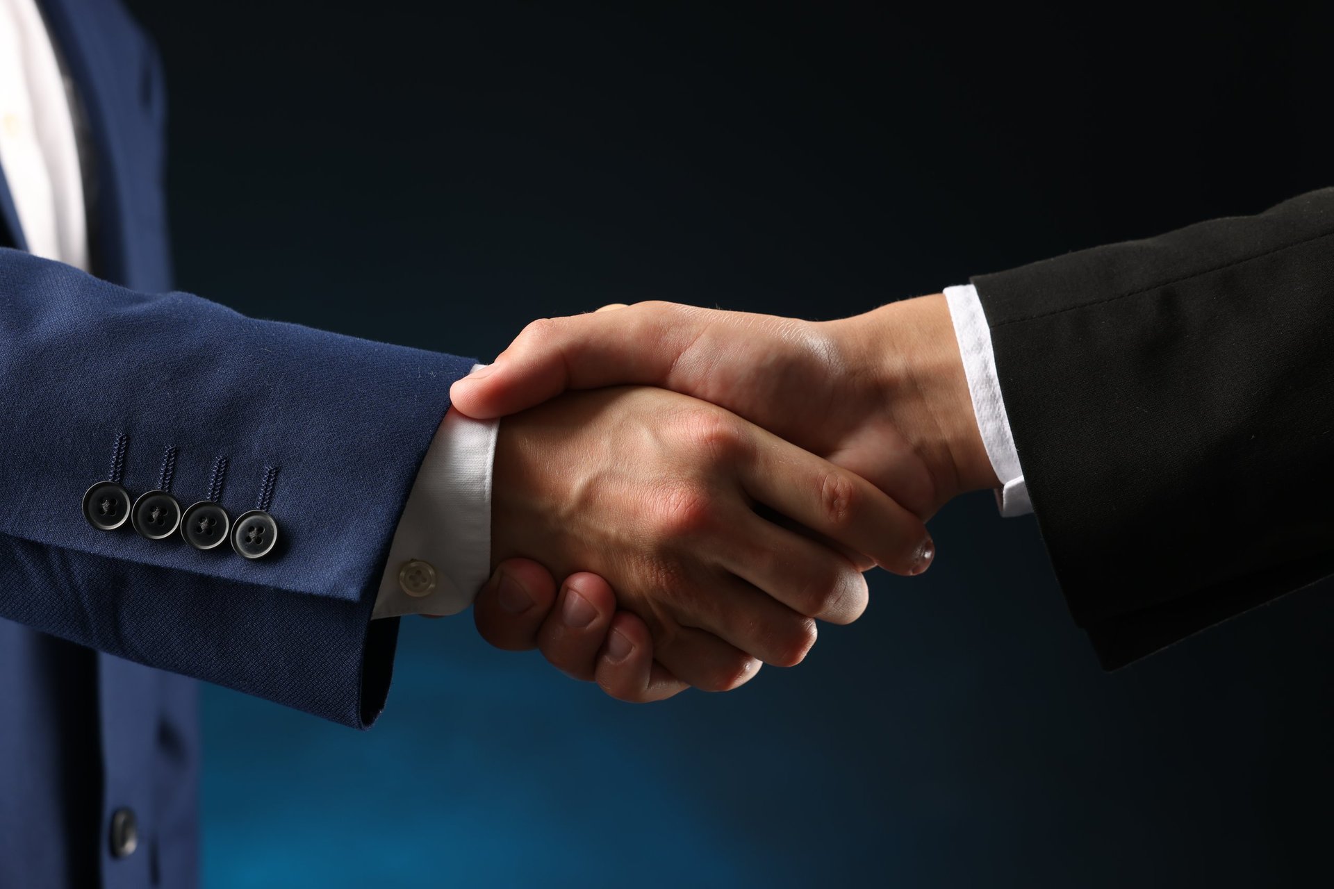 Business partners shaking hands in successful partnership